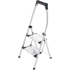 Hailo - 2 Steps, 3' 9" High, EN14183 Rating, Aluminum Step Ladder - 330 Lb Capacity, 20-15/32" Base Width - Industrial Tool & Supply