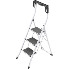 Hailo - 3 Steps, 4' 3" High, EN14183 Rating, Tubular Steel Step Ladder - 330 Lb Capacity, 18-29/32" Base Width - Industrial Tool & Supply