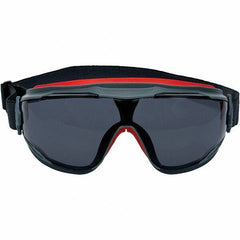 3M - Size Universal, Gray Polycarbonate Anti-Fog Lens, Safety Goggles - Indirect Vent, Black/Red Frame - Industrial Tool & Supply