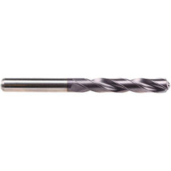 Emuge - 14.1mm 140° Solid Carbide Jobber Drill - TiAlN Finish, Right Hand Cut, Spiral Flute, Cylindrical Shank, 124mm OAL, Four Facet Point - Industrial Tool & Supply