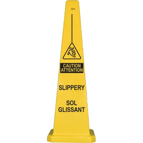 PRO-SAFE - Wet Floor, 12" Wide x 36" High, Polypropylene Cone Floor Sign - Industrial Tool & Supply