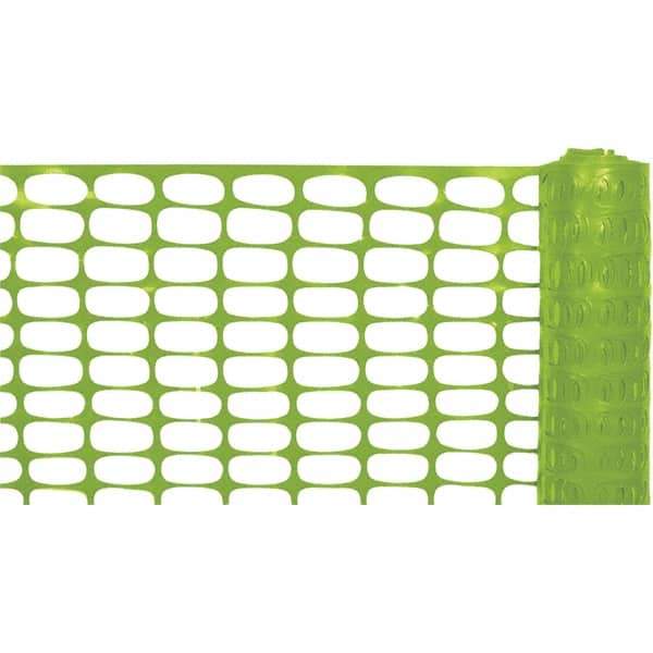 PRO-SAFE - 100' Long x 4' High, Lime Reusable Safety Fence - Industrial Tool & Supply