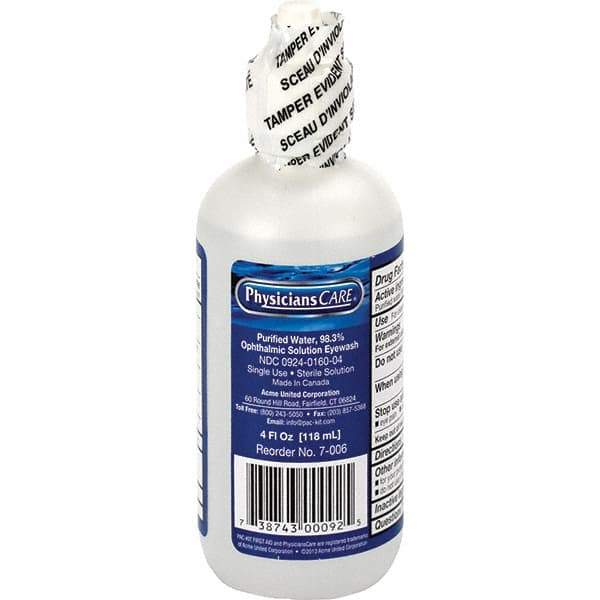 PRO-SAFE - 4 oz, Disposable Eyewash Bottle - Approved by ANSI Spec - ANSI Z308.1-2015 - Industrial Tool & Supply