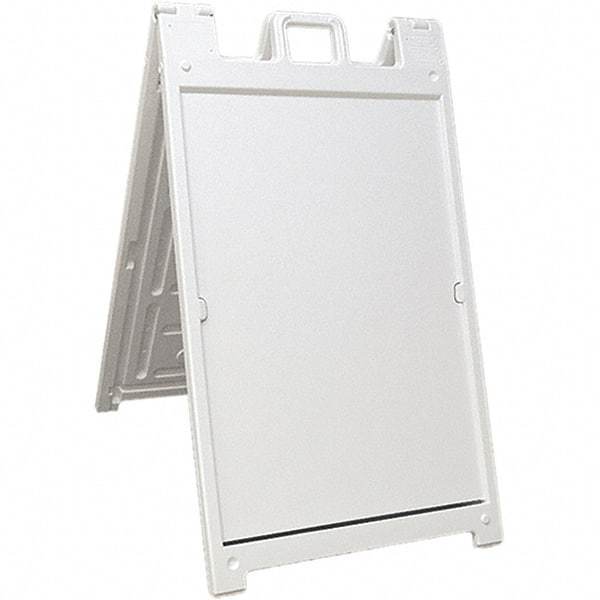 NMC - 24" Wide x 36" High Sign Compatiblity, Rigid Plastic Square Floor Sign Holder - White, 45" Holder Height - Industrial Tool & Supply