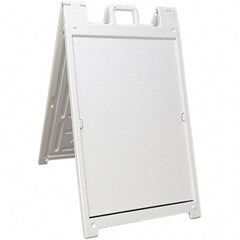 NMC - 24" Wide x 36" High Sign Compatiblity, Rigid Plastic Square Floor Sign Holder - White, 45" Holder Height - Industrial Tool & Supply