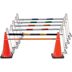 PRO-SAFE - 5-1/2" Wide x 5-1/2" High PVC Cone Bar - 2 Lb, White & Orange - Industrial Tool & Supply