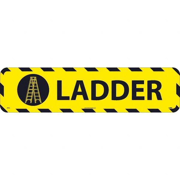 NMC - Ladder, Anti-Skid Pressure-Sensitive Vinyl Floor Sign - Rectangle, Black on Yellow, Adhesive Backed, For Restroom, Janitorial & Housekeeping - Industrial Tool & Supply
