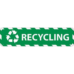 NMC - Recycling, Anti-Skid Pressure-Sensitive Vinyl Floor Sign - Rectangle, Green on White, Adhesive Backed, For Restroom, Janitorial & Housekeeping - Industrial Tool & Supply