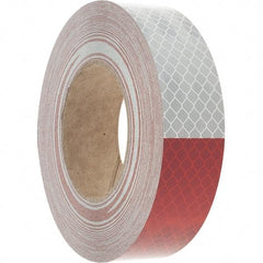 3M - 1-1/2" Wide, Red/White Reflective OSHA Conspicuity Tape - Stick-On - Industrial Tool & Supply