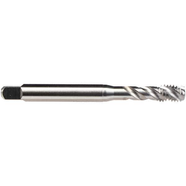 Emuge - #2-56 UNC, 4 Flute, 45° Helix, Bottoming Chamfer, GLT-1 Finish, High Speed Steel Spiral Flute STI Tap - Right Hand Flute, 2.205" OAL, 0.141" Shank Diam, 0.472" Thread Length, 3B Class of Fit, Series Enorm Z/E - Exact Industrial Supply