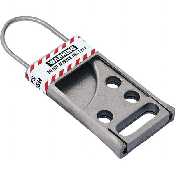 NMC - Single Jaw, 2" Jaw Diam, 6 PadLocks, Stainless Steel Lockout Hasp - Slide, 3-1/2" Long x 2-1/2" Wide, Gray - Industrial Tool & Supply