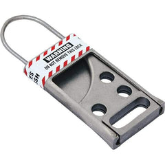 NMC - Single Jaw, 2" Jaw Diam, 6 PadLocks, Stainless Steel Lockout Hasp - Slide, 3-1/2" Long x 2-1/2" Wide, Gray - Industrial Tool & Supply