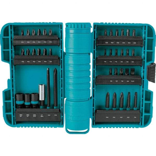 Makita - Power Bit, Insert Bit & Nut Driver Set - 1/4 to 3/8" Hex, #2, 1/4", 3/8" Drive, Phillips, Slotted, Torx, Square Point - Industrial Tool & Supply