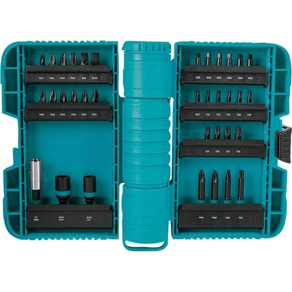 Makita - Power Bit, Insert Bit & Nut Driver Set - 1/4" Hex, #2, 1/4" Drive, Phillips, Slotted, Torx, Square Point - Industrial Tool & Supply