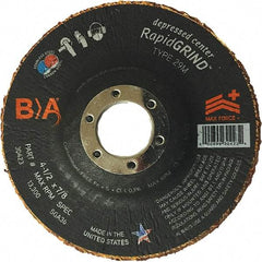 BULLARD - 36 Grit, 4-1/2" Wheel Diam, 1/8" Wheel Thickness, 7/8" Arbor Hole, Type 29 Depressed Center Wheel - Coarse/Extra Coarse Grade, Ceramic, 13,300 Max RPM, Compatible with Angle Grinder - Industrial Tool & Supply