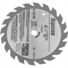 Porter-Cable - 4-1/2" Diam, 3/8" Arbor Hole Diam, 20 Tooth Wet & Dry Cut Saw Blade - Carbide-Tipped, Ripping Action, Standard Round Arbor - Industrial Tool & Supply