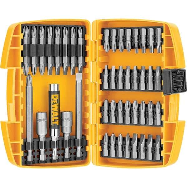 DeWALT - 45 Piece, Screwdriver Bit Set - SQ1, SQ2, SQ3, 1/4" Drive - Industrial Tool & Supply