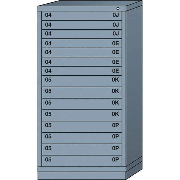 Lyon - 15 Drawer, Standard Eye-Level - Single Drawer Access Cabinet - Steel, 30" Wide x 28-1/4" Deep x 59-1/4" High, Dove Gray - Industrial Tool & Supply