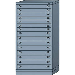 Lyon - 15 Drawer, Standard Eye-Level - Single Drawer Access Cabinet - Steel, 30" Wide x 28-1/4" Deep x 59-1/4" High, Dove Gray - Industrial Tool & Supply