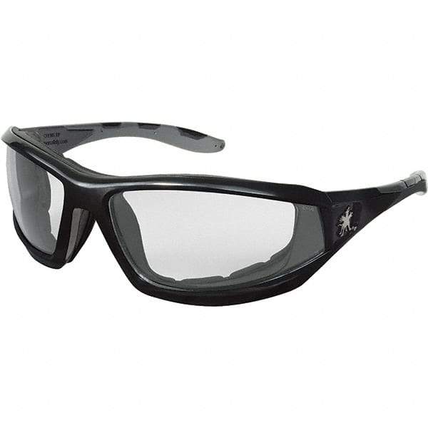 MCR Safety - Clear Lenses, Framed Safety Glasses - Anti-Fog, Scratch Resistant, Black Polycarbonate Frame, Size Universal, Wrap Around - Industrial Tool & Supply