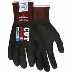 MCR Safety - Size M, ANSI Cut Lvl A4, Nitrile Coated Dyneema or Dyneema Alternative Cut Resistant Gloves - Palm & Fingers Coated, Dyneema Lining, Knit Wrist, Black, Paired - Industrial Tool & Supply