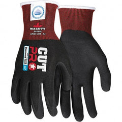 MCR Safety - Size M, ANSI Cut Lvl A4, Nitrile Coated Dyneema or Dyneema Alternative Cut Resistant Gloves - Palm & Fingers Coated, Dyneema Lining, Knit Wrist, Black, Paired - Industrial Tool & Supply