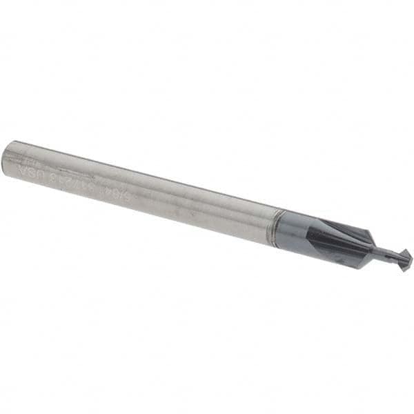 Accupro - 5/64° 5/64" Cut Diam, 0.039" Cut Width, 1/8" Shank, Solid Carbide Double-Angle Cutter - Industrial Tool & Supply