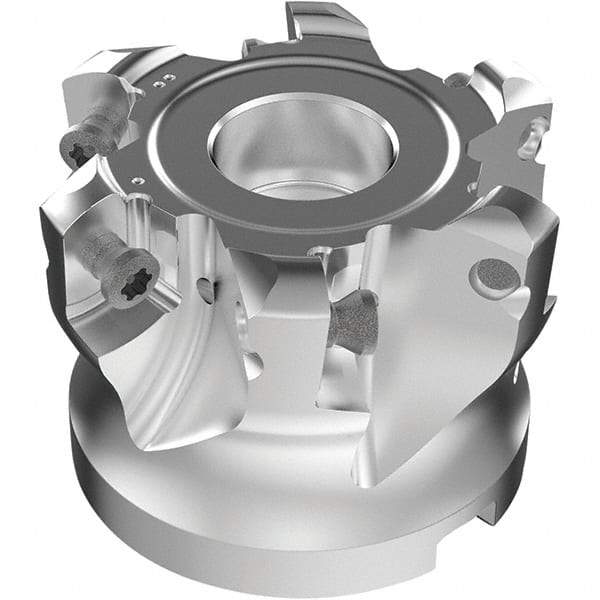 Seco - 6 Inserts, 37.8mm Cutter Diam, 1.8mm Max Depth of Cut, Indexable High-Feed Face Mill - 19.05mm Arbor Hole Diam, 0.185" Keyway Width, 1-1/2" High, R220.21-LP09 Toolholder, LPKT09 Inserts, Series High Feed - Industrial Tool & Supply