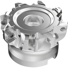 Seco - 8 Inserts, 53.1mm Cutter Diam, 1.8mm Max Depth of Cut, Indexable High-Feed Face Mill - 27mm Arbor Hole Diam, 0.4882" Keyway Width, 50mm High, R220.21-LP09 Toolholder, LPKT09 Inserts, Series High Feed - Industrial Tool & Supply