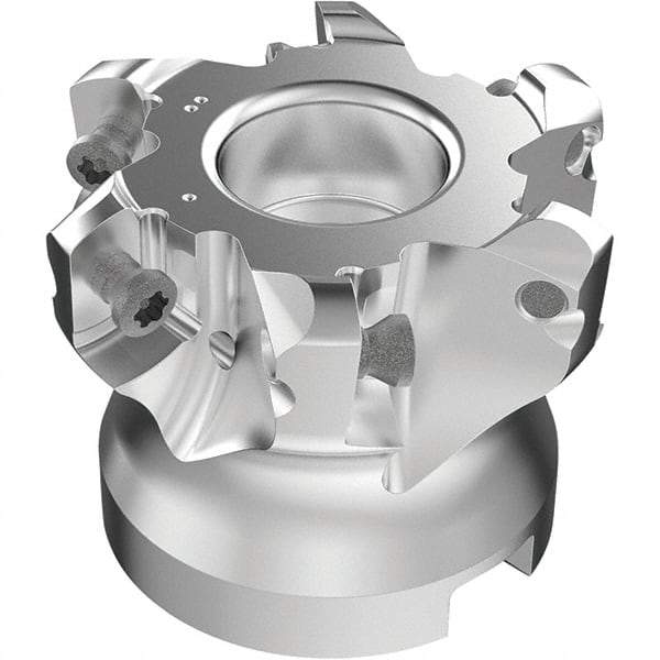 Seco - 6 Inserts, 50mm Cutter Diam, 1.8mm Max Depth of Cut, Indexable High-Feed Face Mill - 22mm Arbor Hole Diam, 0.4094" Keyway Width, 40mm High, R220.21-LP09 Toolholder, LPKT09 Inserts, Series High Feed - Industrial Tool & Supply