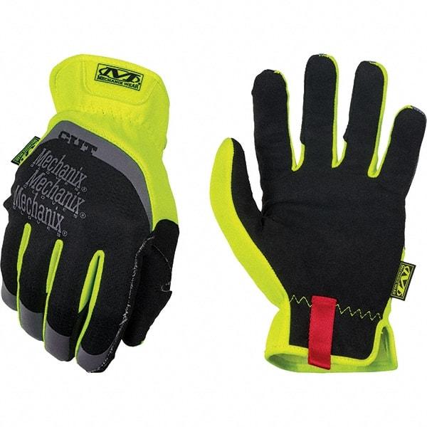 Mechanix Wear - Size S, ANSI Cut Lvl A5, Synthetic Leather Cut & Puncture Resistant Gloves - Elastic Cuff, Hi-Vis Yellow, Paired - Industrial Tool & Supply