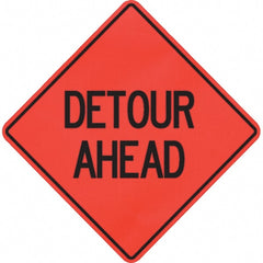 PRO-SAFE - "Detour Ahead," 48" Wide x 48" High Vinyl Traffic Control Sign - Industrial Tool & Supply