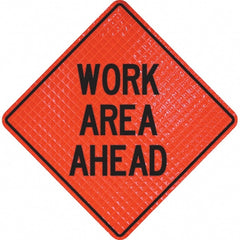 PRO-SAFE - "Work Area Ahead," 36" Wide x 36" High Vinyl Traffic Control Sign - Industrial Tool & Supply
