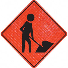 PRO-SAFE - Worker Digging, 36" Wide x 36" High Vinyl Traffic Control Sign - Industrial Tool & Supply