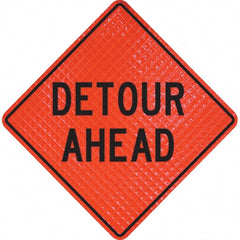 PRO-SAFE - "Detour Ahead," 36" Wide x 36" High Vinyl Traffic Control Sign - Industrial Tool & Supply