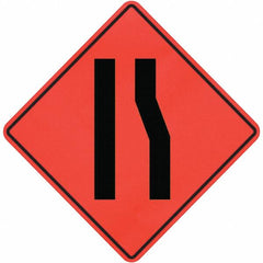 PRO-SAFE - Lanes Merging Left, 36" Wide x 36" High Vinyl Traffic Control Sign - Industrial Tool & Supply