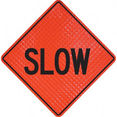 PRO-SAFE - "Slow," 48" Wide x 48" High Vinyl Traffic Control Sign - Industrial Tool & Supply