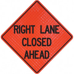 PRO-SAFE - "Right Lane Closed Ahead," 48" Wide x 48" High Vinyl Traffic Control Sign - Industrial Tool & Supply