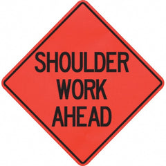 PRO-SAFE - "Shoulder Work Ahead," 48" Wide x 48" High Vinyl Traffic Control Sign - Industrial Tool & Supply