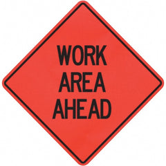 PRO-SAFE - "Work Area Ahead," 36" Wide x 36" High Vinyl Traffic Control Sign - Industrial Tool & Supply