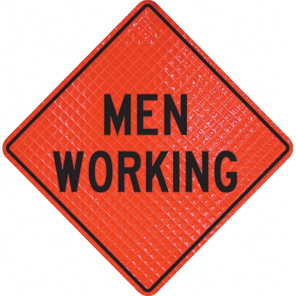 PRO-SAFE - "Men Working," 36" Wide x 36" High Vinyl Traffic Control Sign - Industrial Tool & Supply