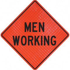 PRO-SAFE - "Men Working," 36" Wide x 36" High Vinyl Traffic Control Sign - Industrial Tool & Supply