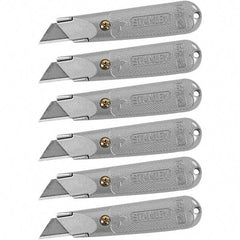 Stanley - Fixed Utility Knife - Aluminum (Color) Aluminum Handle, 18 Blades Included - Industrial Tool & Supply