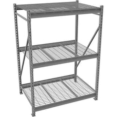 Tennsco - 3 Shelf Starter Wire Deck Open Steel Shelving - 48" Wide x 72" High x 48" Deep, Medium Gray - Industrial Tool & Supply