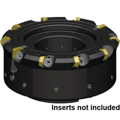 Kennametal - 8 Inserts, 80mm Cutter Diam, 1.09mm Max Depth of Cut, Indexable High-Feed Face Mill - 27mm Arbor Hole Diam, 50mm High, KCFM Toolholder, HDHN07008SR Inserts, Series KCFM - Industrial Tool & Supply