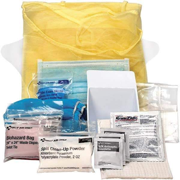 PRO-SAFE - 13 Piece, Bloodborne Pathogen Kit - 1-3/4" Wide x 8-1/4" Deep x 8-1/4" High, No Container Included - Refill Only - Industrial Tool & Supply