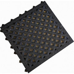 Value Collection - 18" Long x 18" Wide x 1" Thick, Anti-Fatigue Modular Matting Anti-Fatigue Flooring - 2 Interlocking Sides, Black, For Dry & Wet Areas - Industrial Tool & Supply