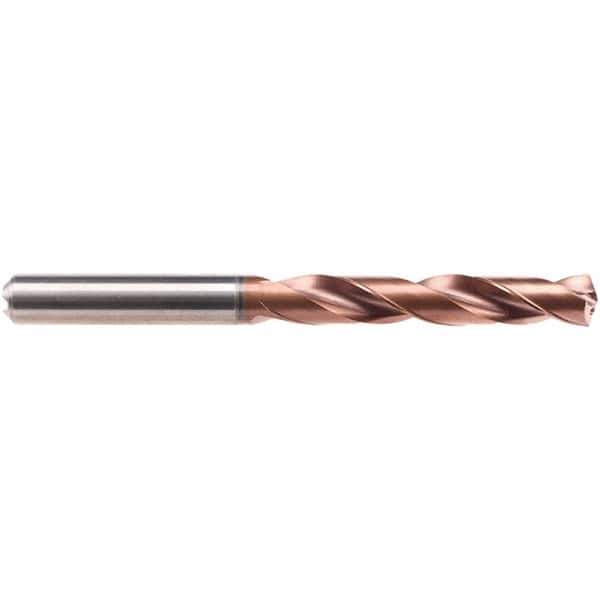 Emuge - 3.38mm 140° Solid Carbide Jobber Drill - AlCrN Finish, Right Hand Cut, Spiral Flute, Cylindrical Shank, 66mm OAL, Four Facet Point - Industrial Tool & Supply