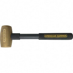 American Hammer - 3-1/2 Lb Brass Nonsparking Hammer - 14" OAL, 3-1/2" Head Length, 2" Face Diam, 14" Steel with Grip Handle - Industrial Tool & Supply
