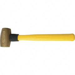 American Hammer - 3-1/2 Lb Brass Nonsparking Hammer - 16" OAL, 3-1/2" Head Length, 2" Face Diam, 14" Fiberglass with Grip Handle - Industrial Tool & Supply